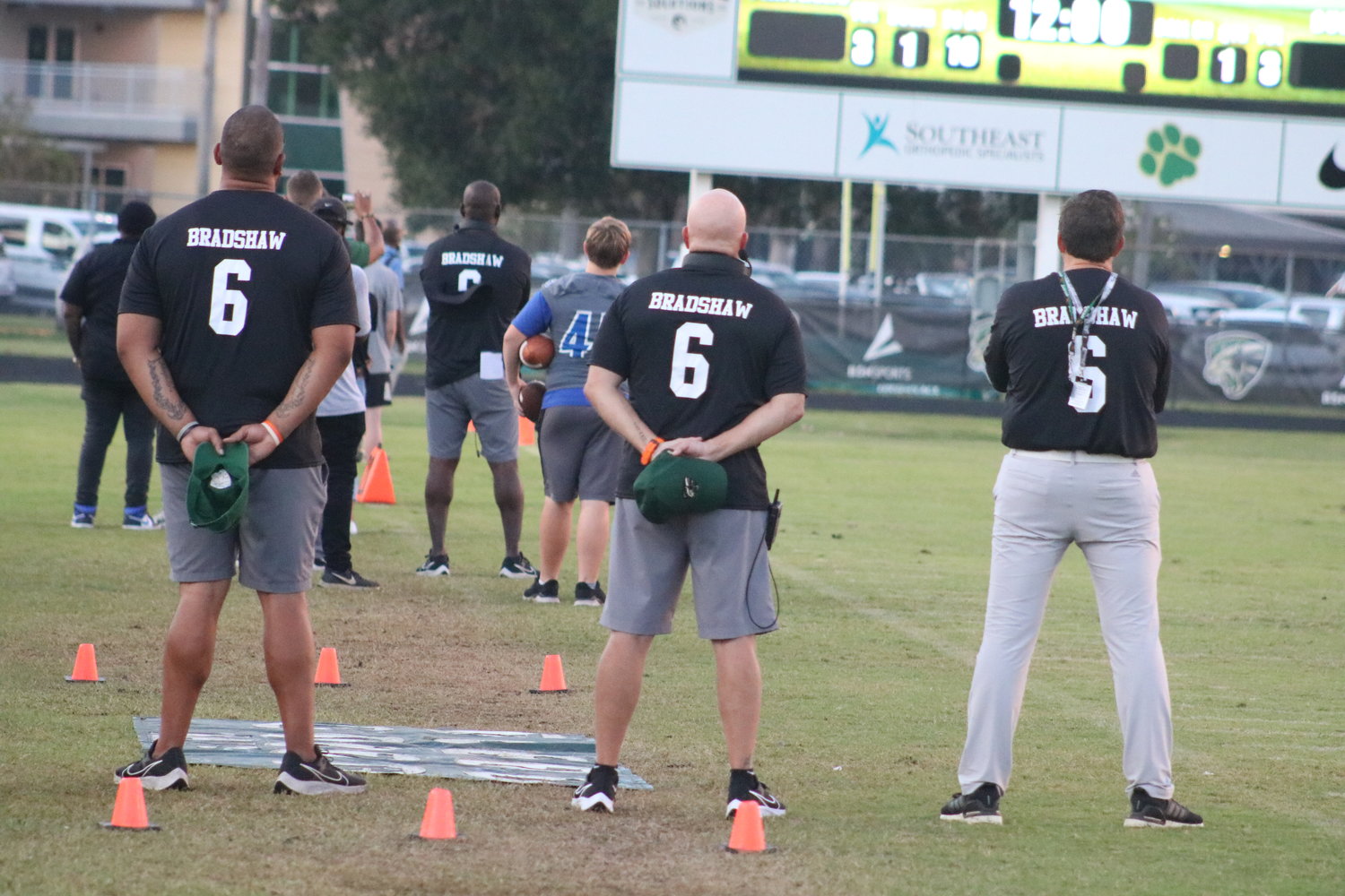 Nease coaches wore shirts to honor former player Joe Bradshaw, who passed away in March.